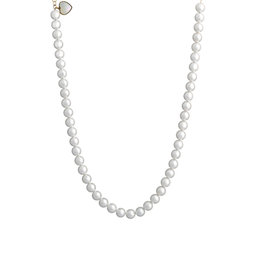 Collier coeur en acier avec nacre GB