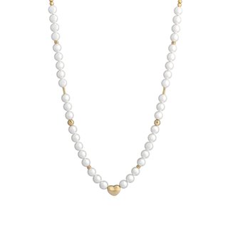 Pearl steel necklace with heart GB