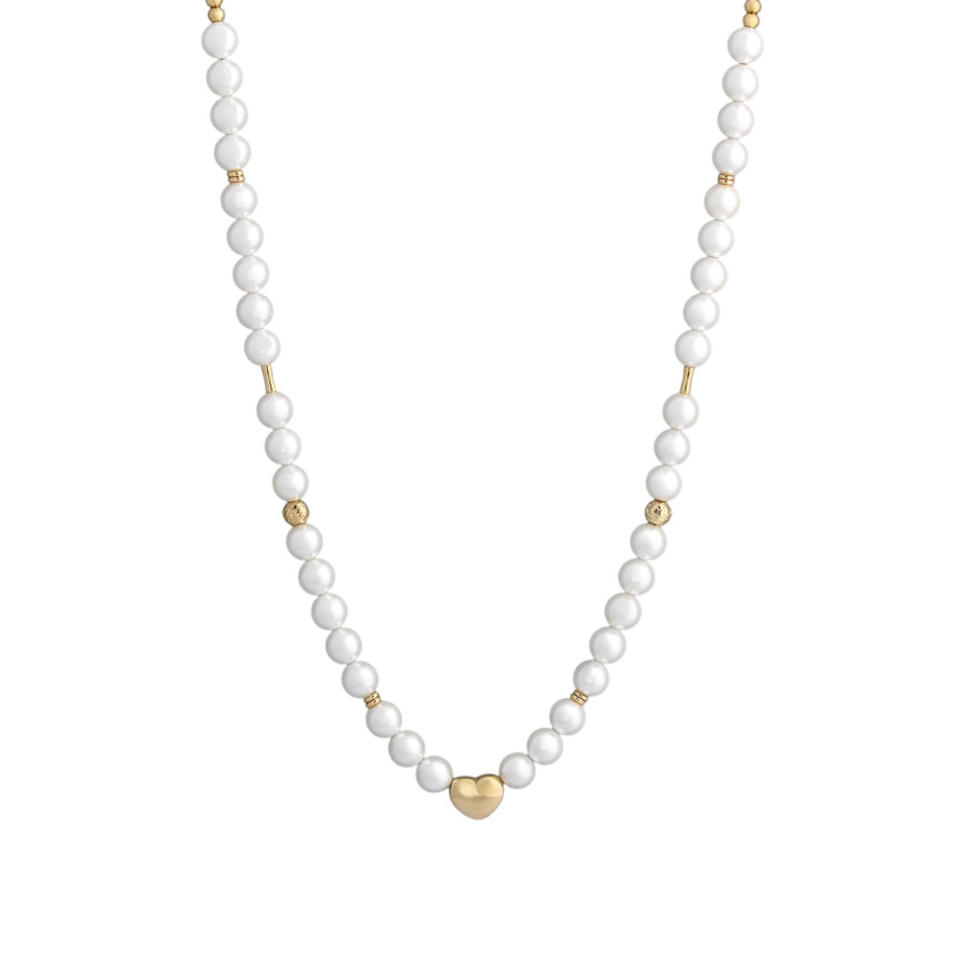 Pearl steel necklace with heart GB