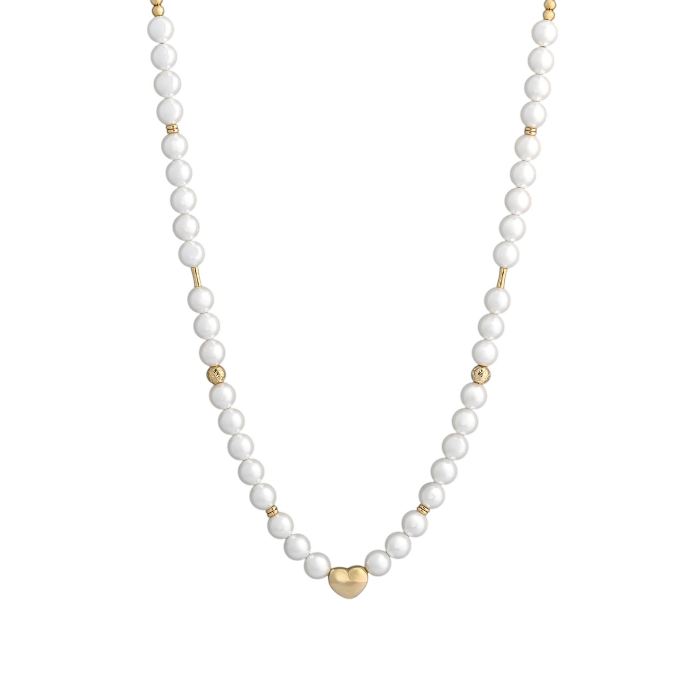 Collier en acier perlé avec coeur GB