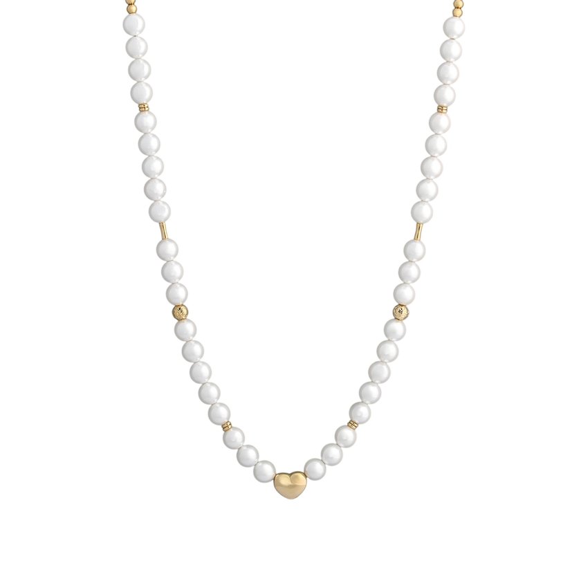 Pearl steel necklace with heart GB
