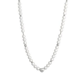 Collier en acier perlé avec coeur GB