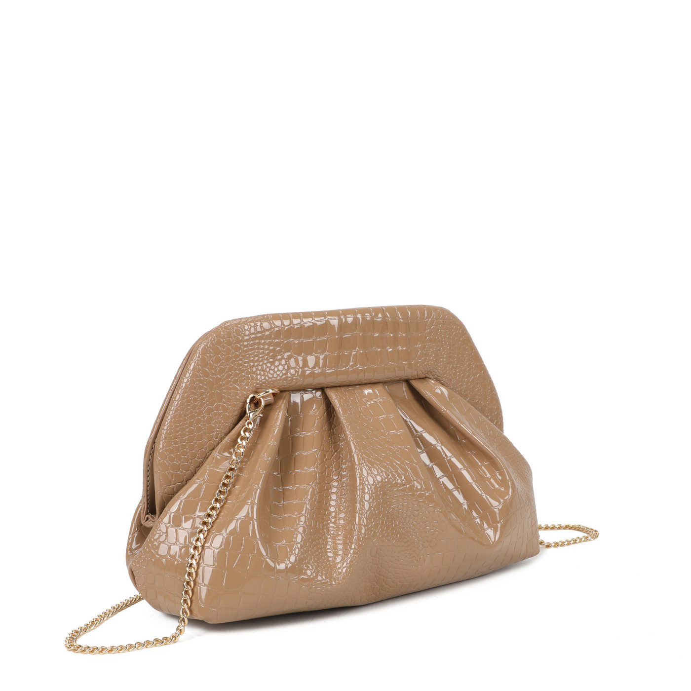 Borsa a tracolla in croco e vernice
