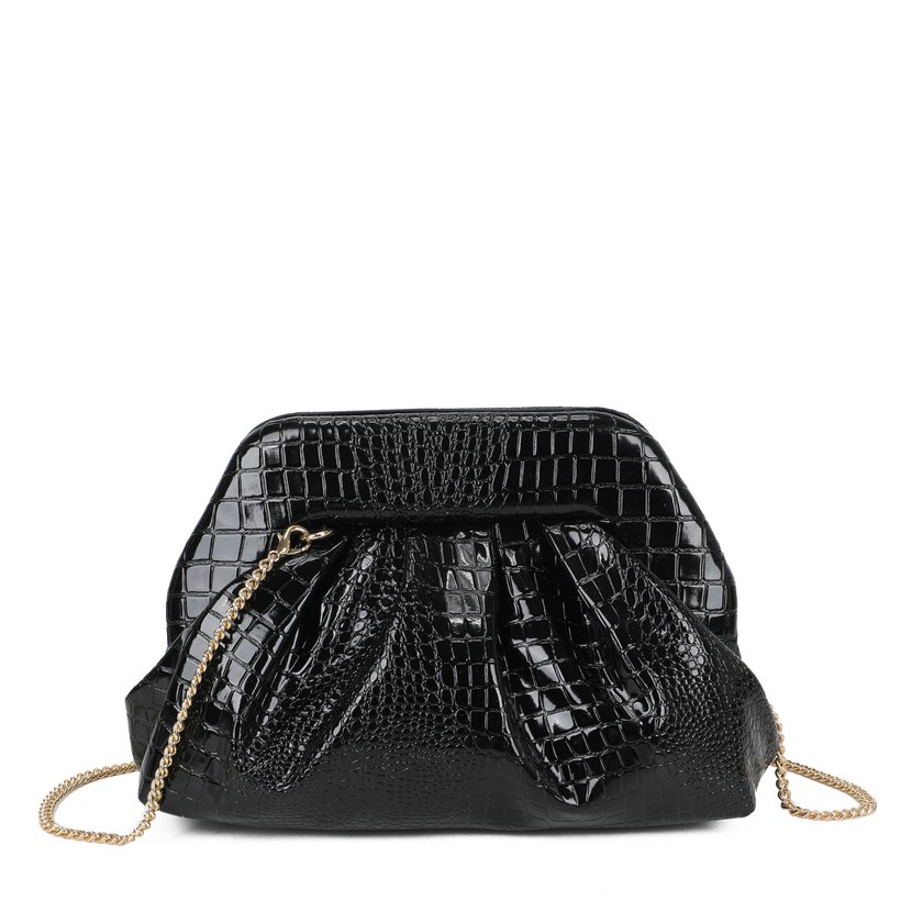 Borsa a tracolla in croco e vernice