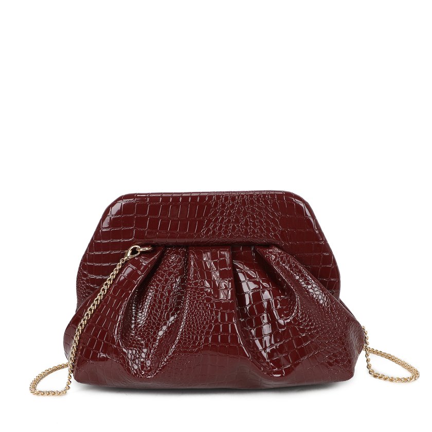 Borsa a tracolla in croco e vernice