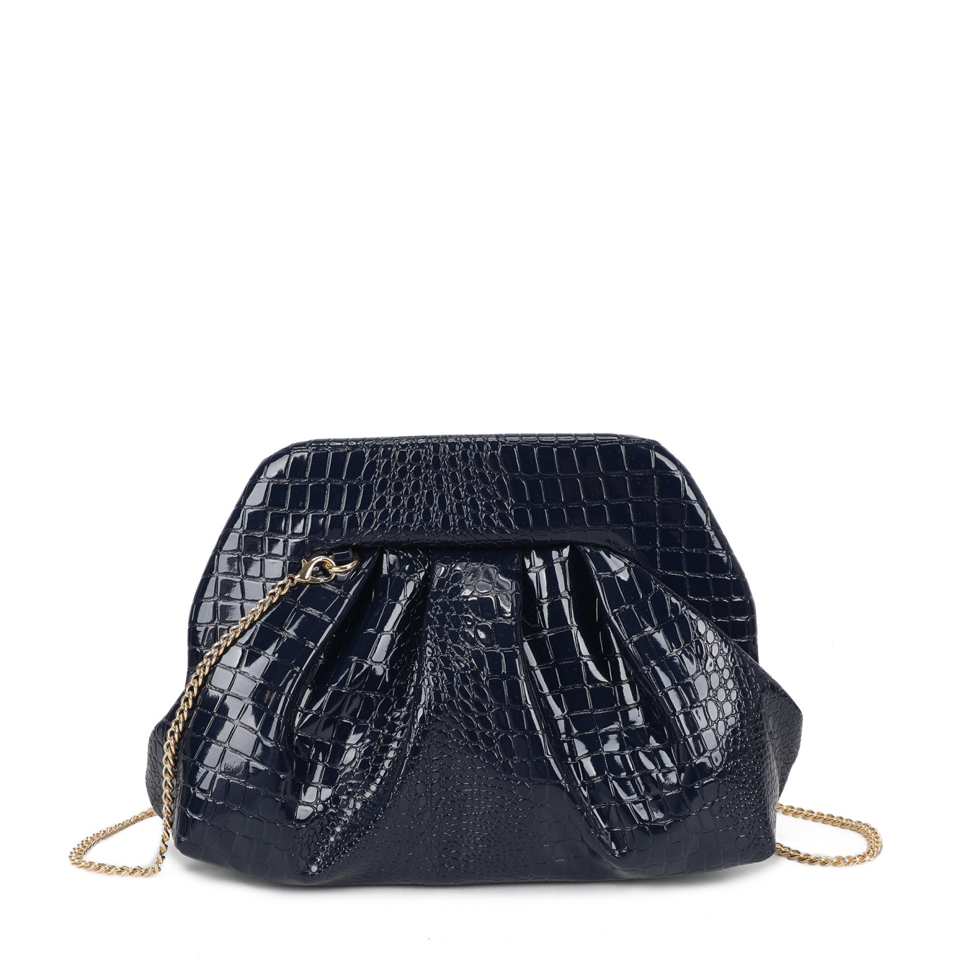 Bolso bandolera en cocodrilo y charol