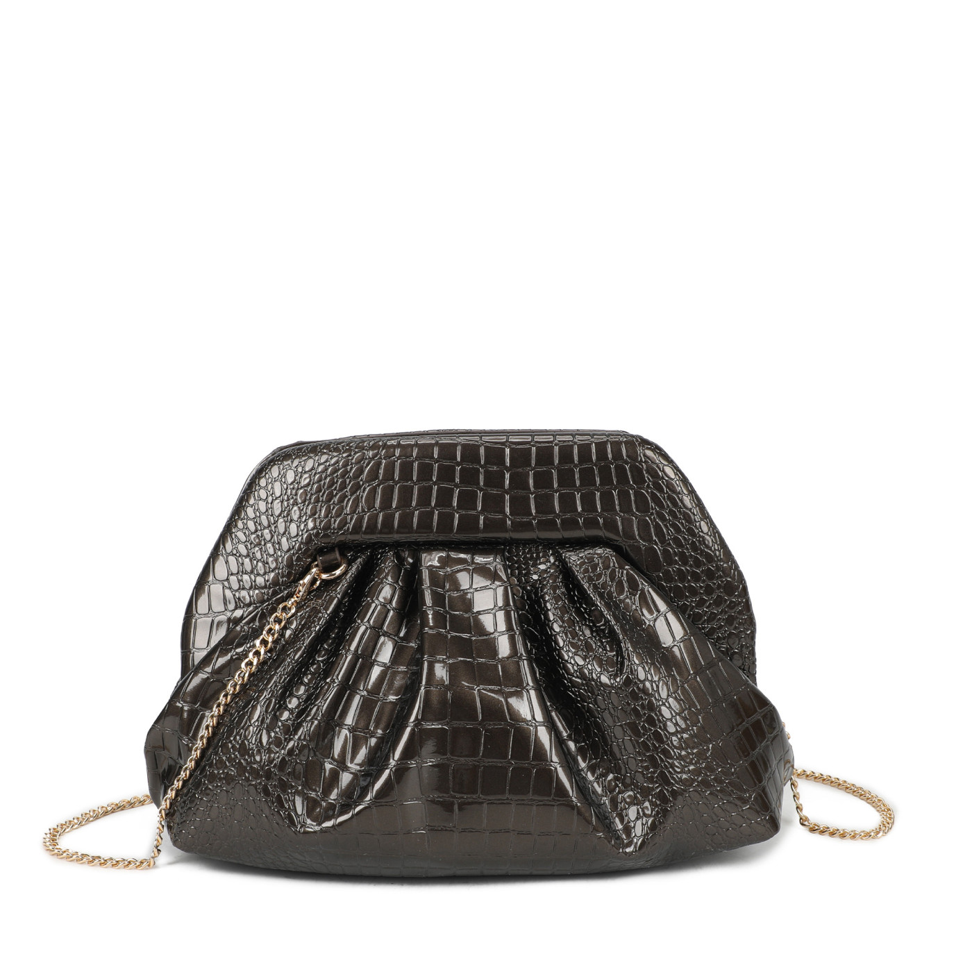 Borsa a tracolla in croco e vernice
