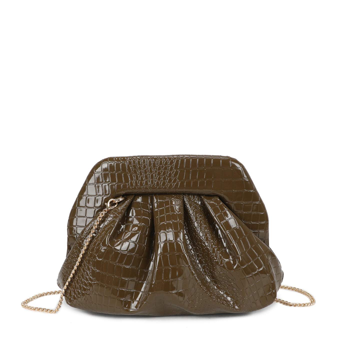 Borsa a tracolla in croco e vernice