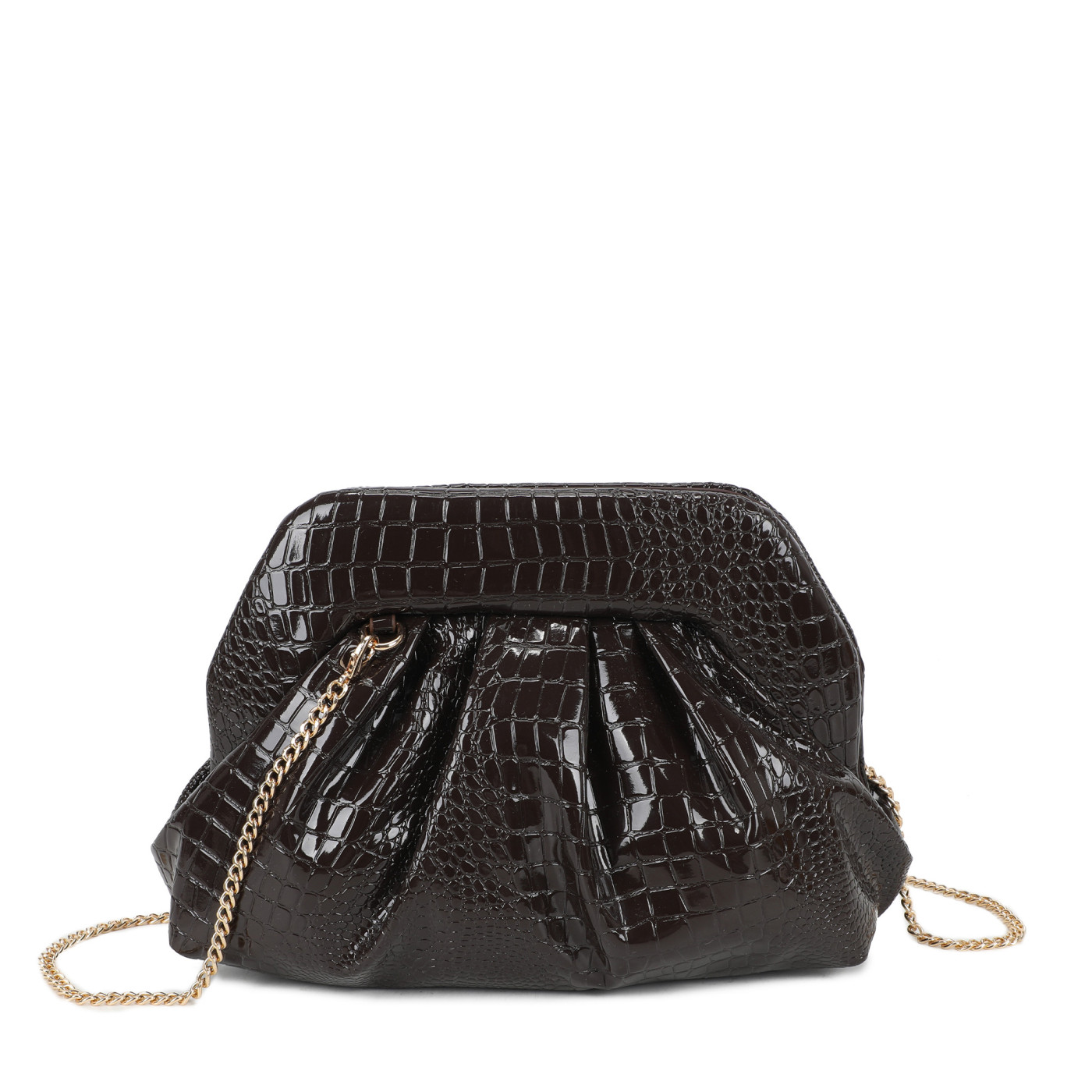 Borsa a tracolla in croco e vernice