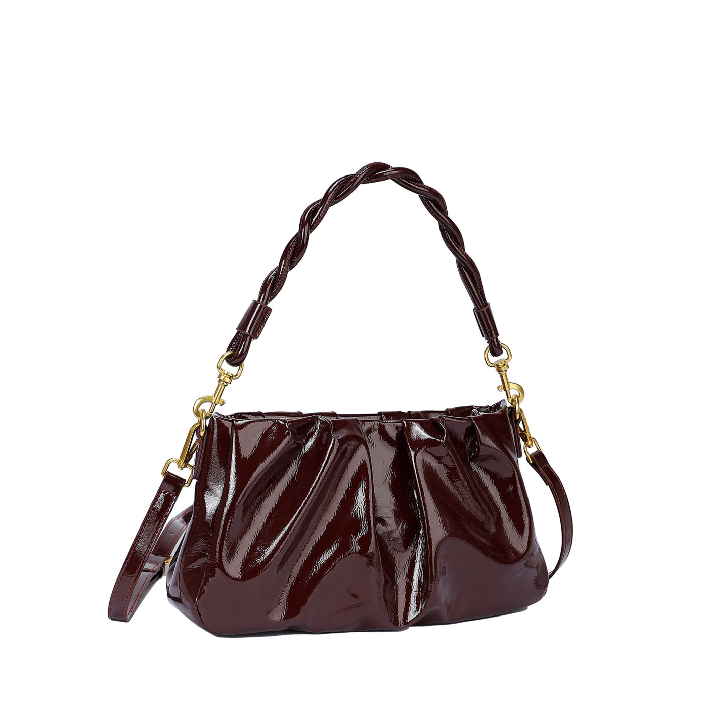 Bolso de hombro en charol