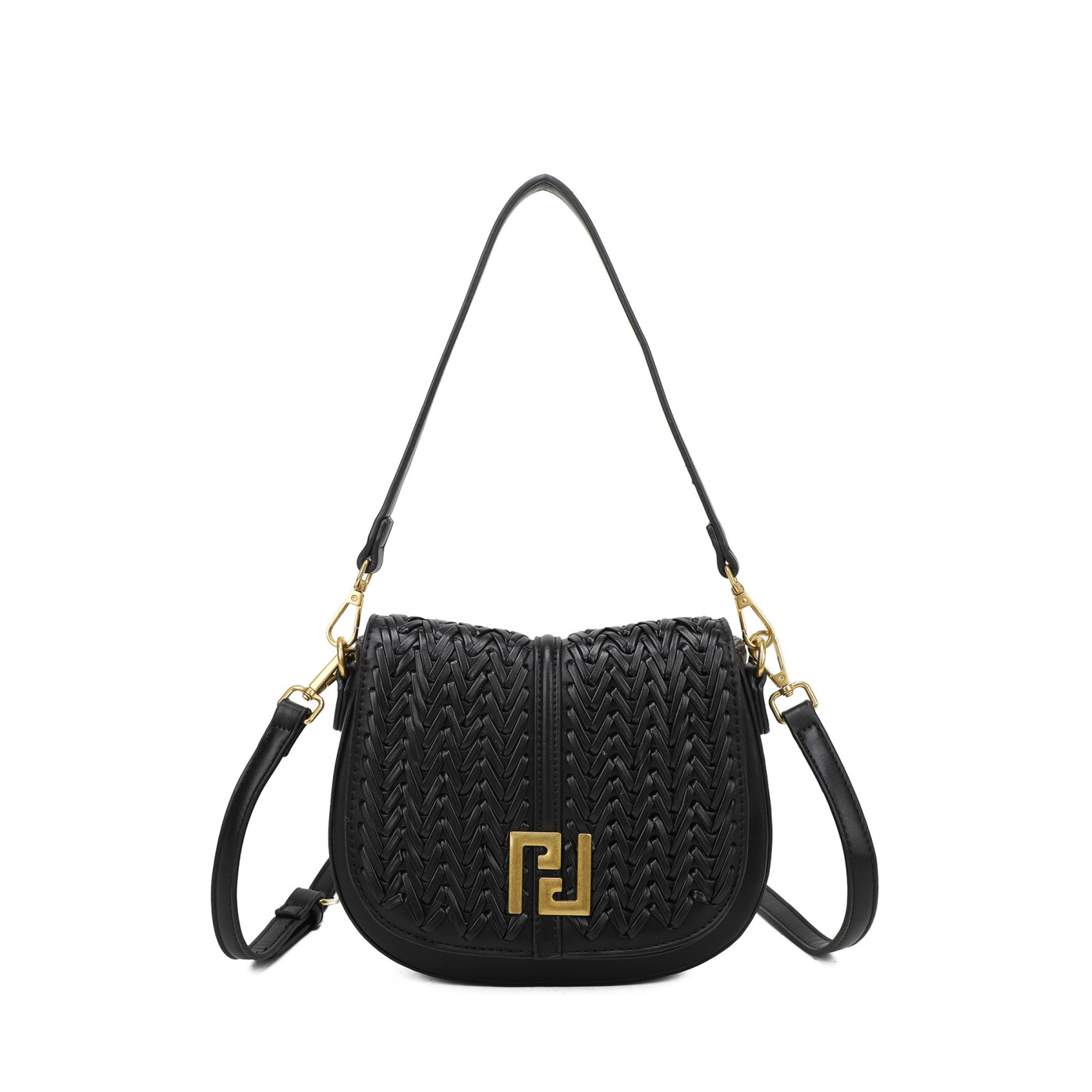 Bolso de hombro con detalles dorados