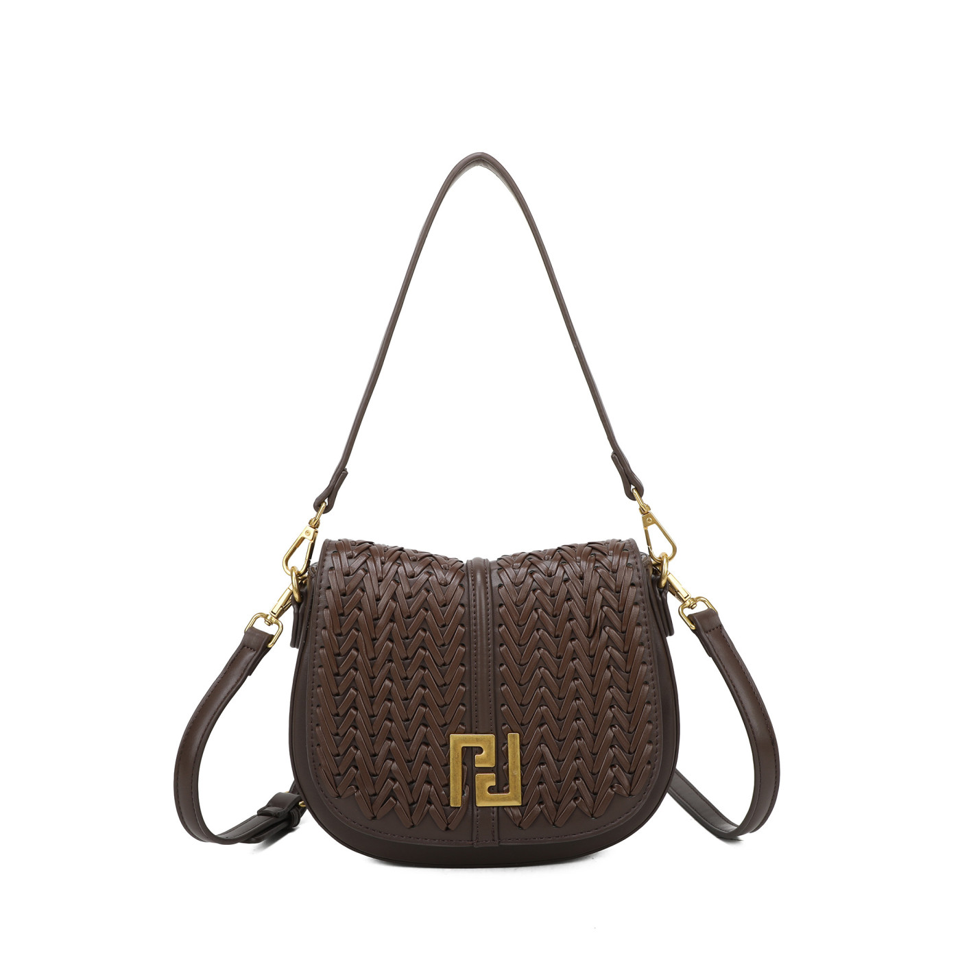 Bolso de hombro con detalles dorados