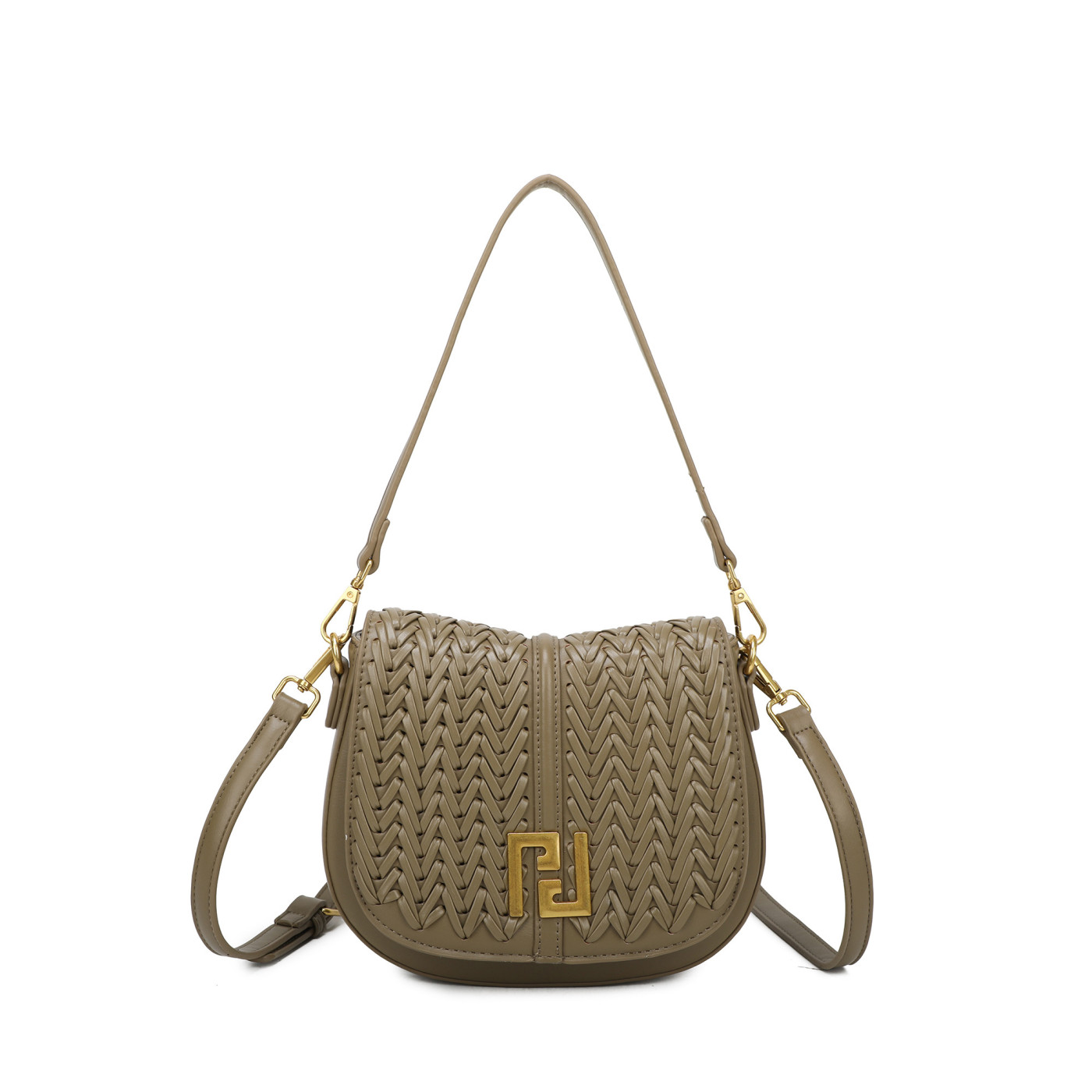 Bolso de hombro con detalles dorados