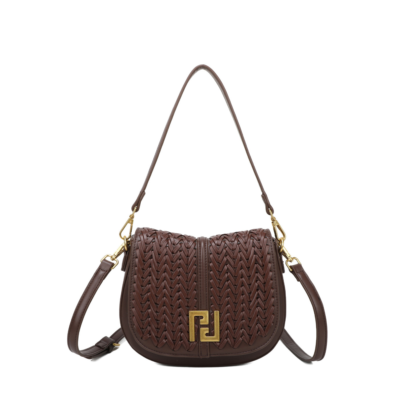 Bolso de hombro con detalles dorados