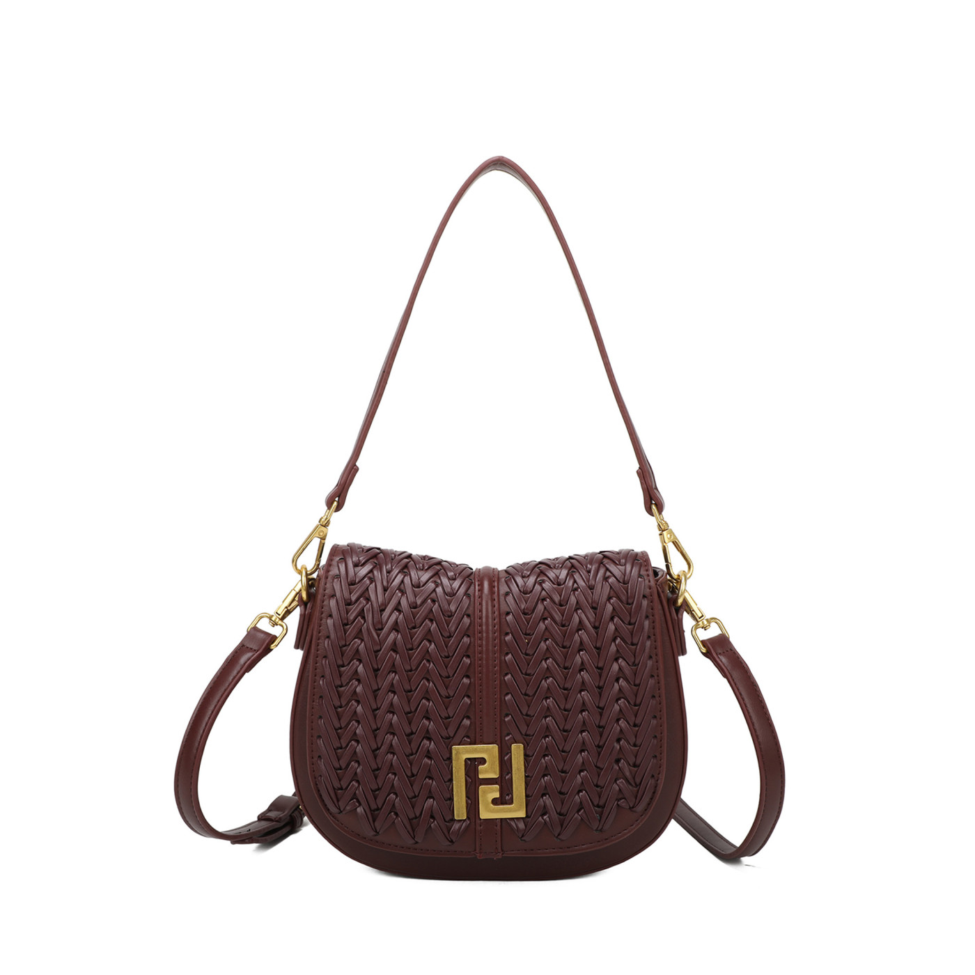 Bolso de hombro con detalles dorados