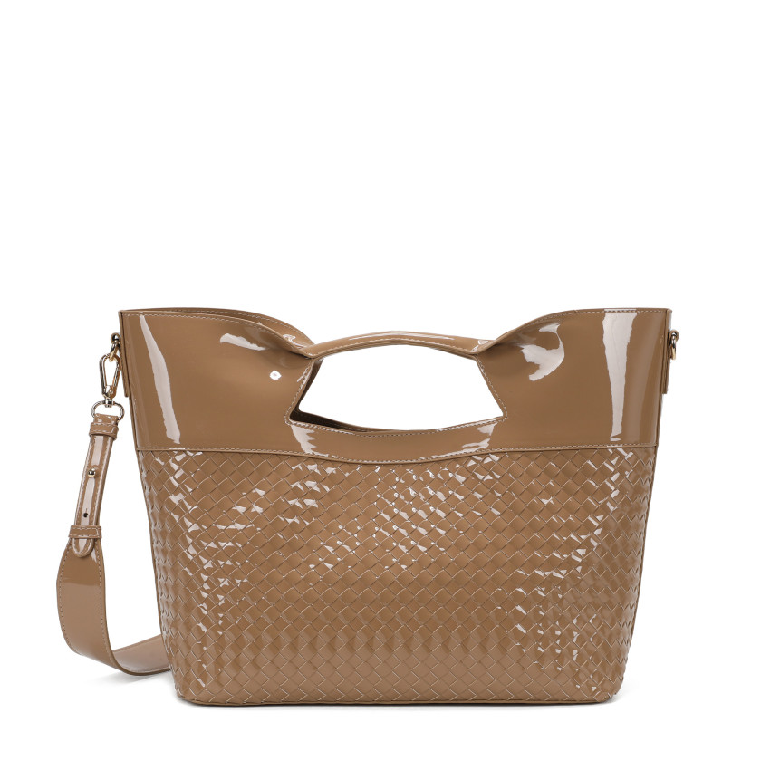 Borsa Shopper in vernice e dettagli