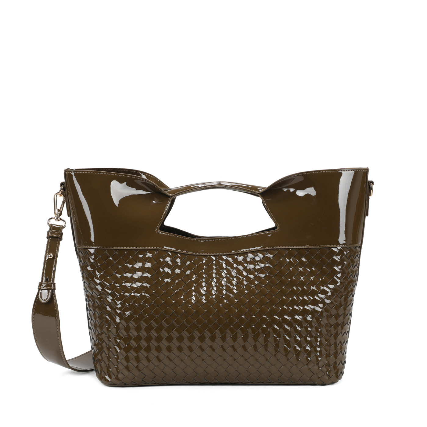 Borsa Shopper in vernice e dettagli