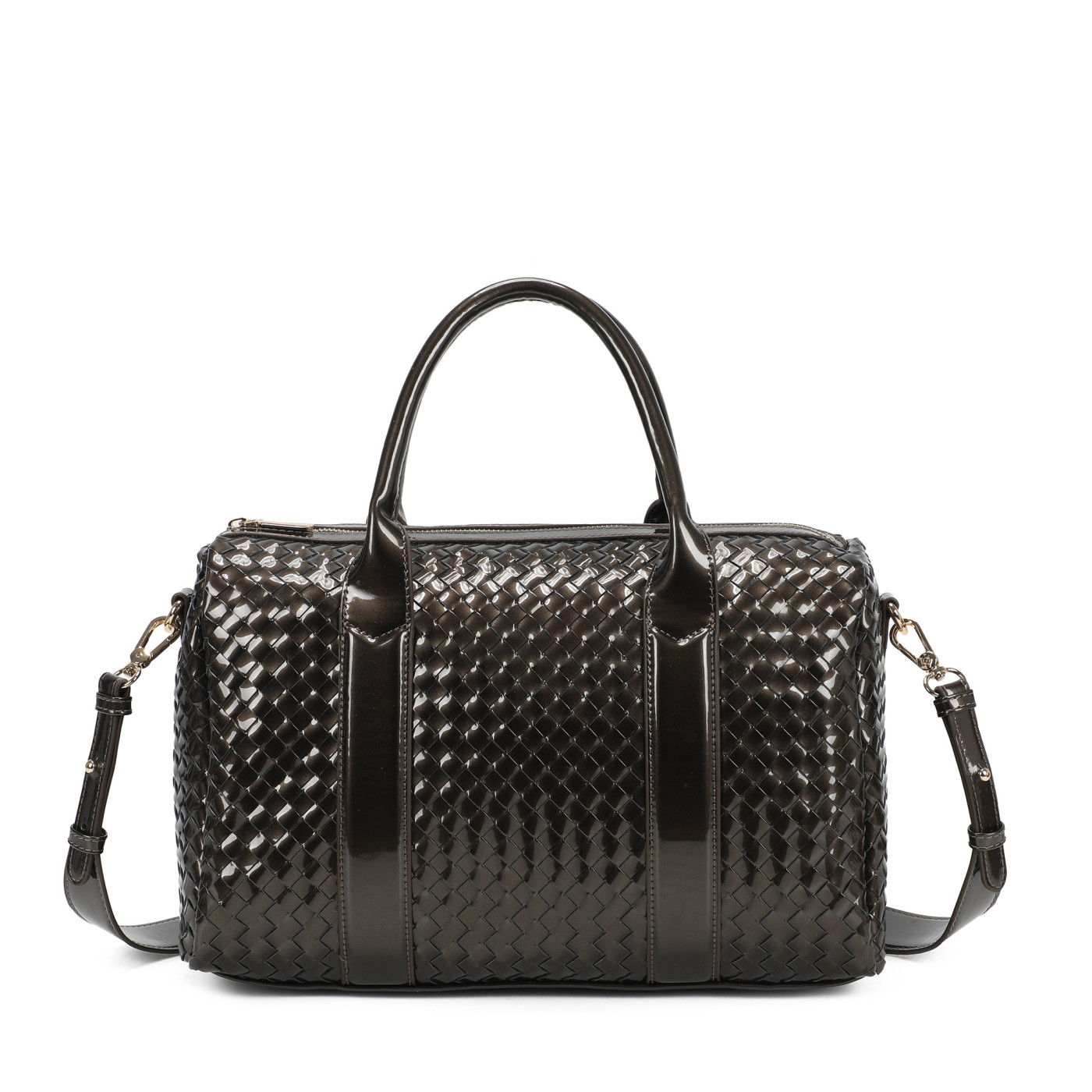 Patent Leather Shopper Bag with Details