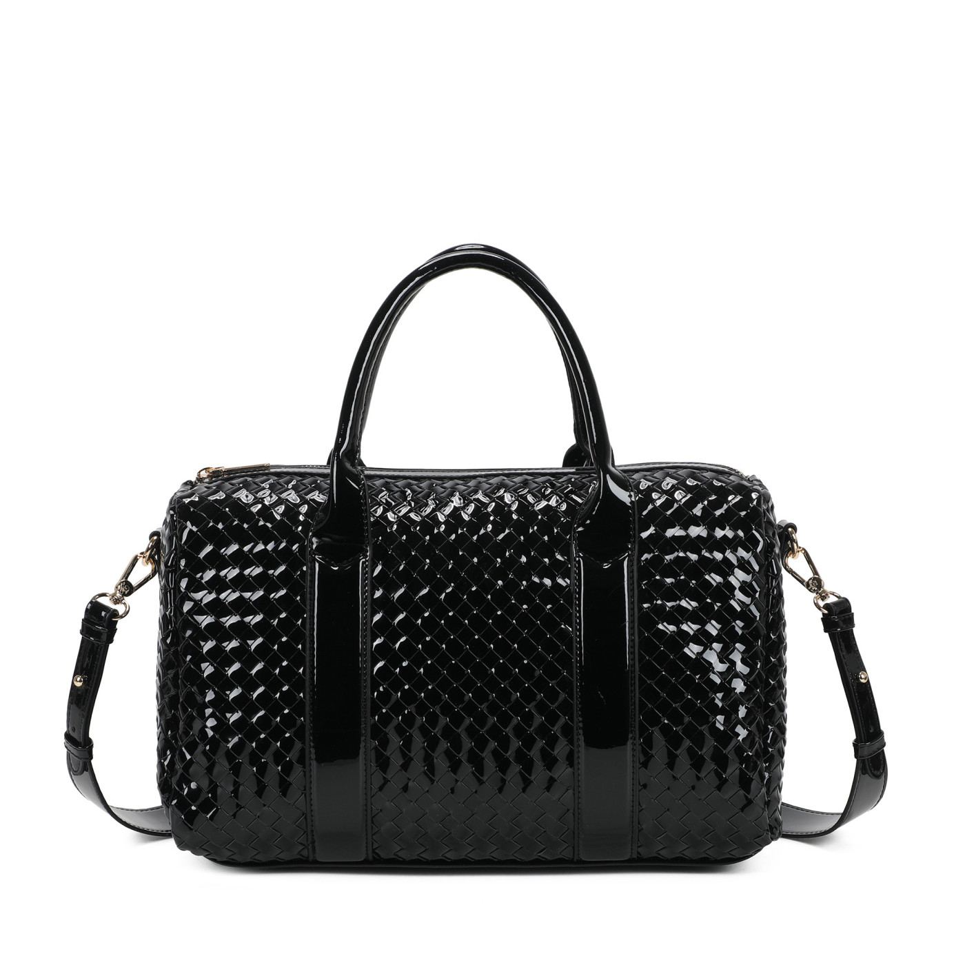 Patent Leather Shopper Bag with Details