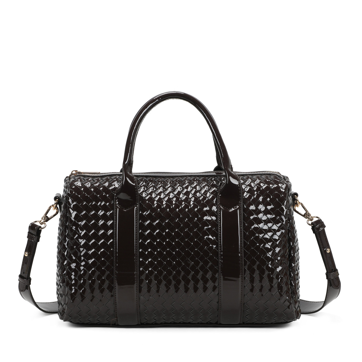 Patent Leather Shopper Bag with Details