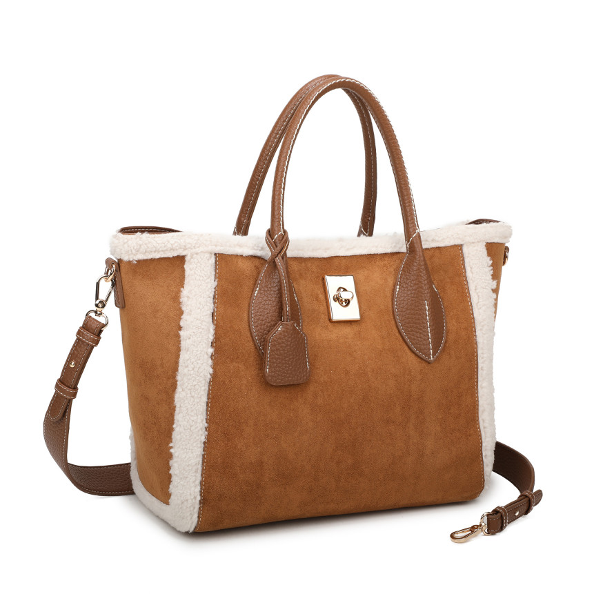 Shopper Bag with Fur and Suede