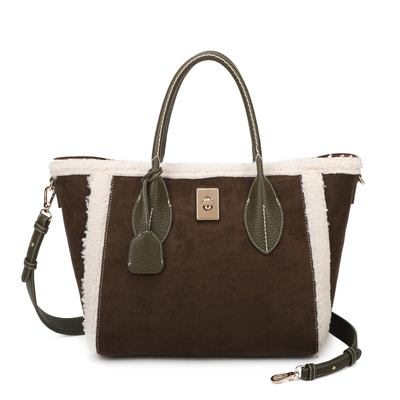 Shopper Bag with Fur and Suede