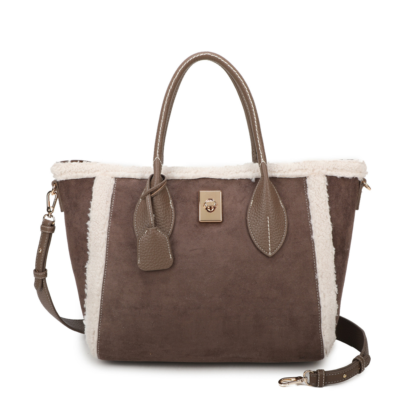 Shopper Bag with Fur and Suede