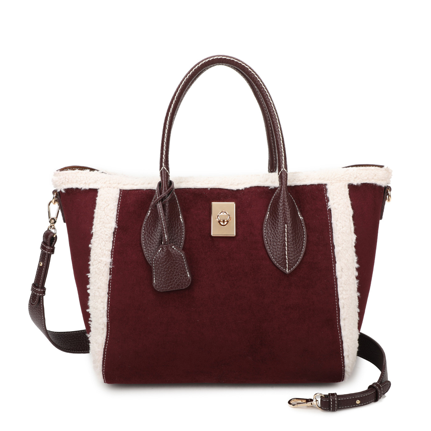 Shopper Bag with Fur and Suede