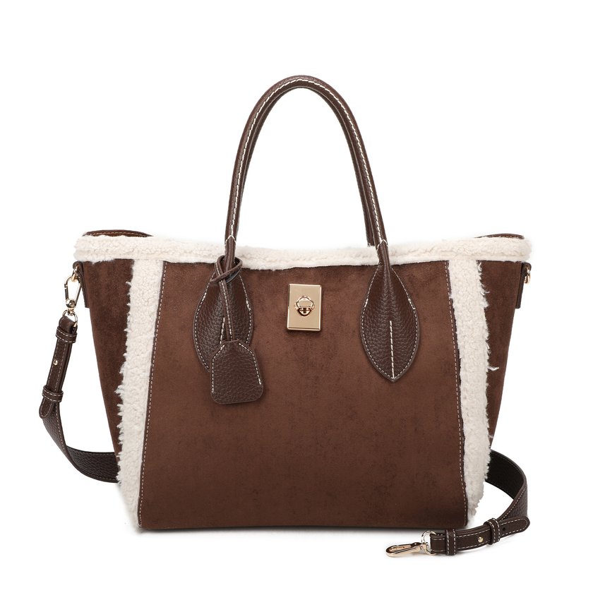 Borsa Shopper con pelliccia e camoscio