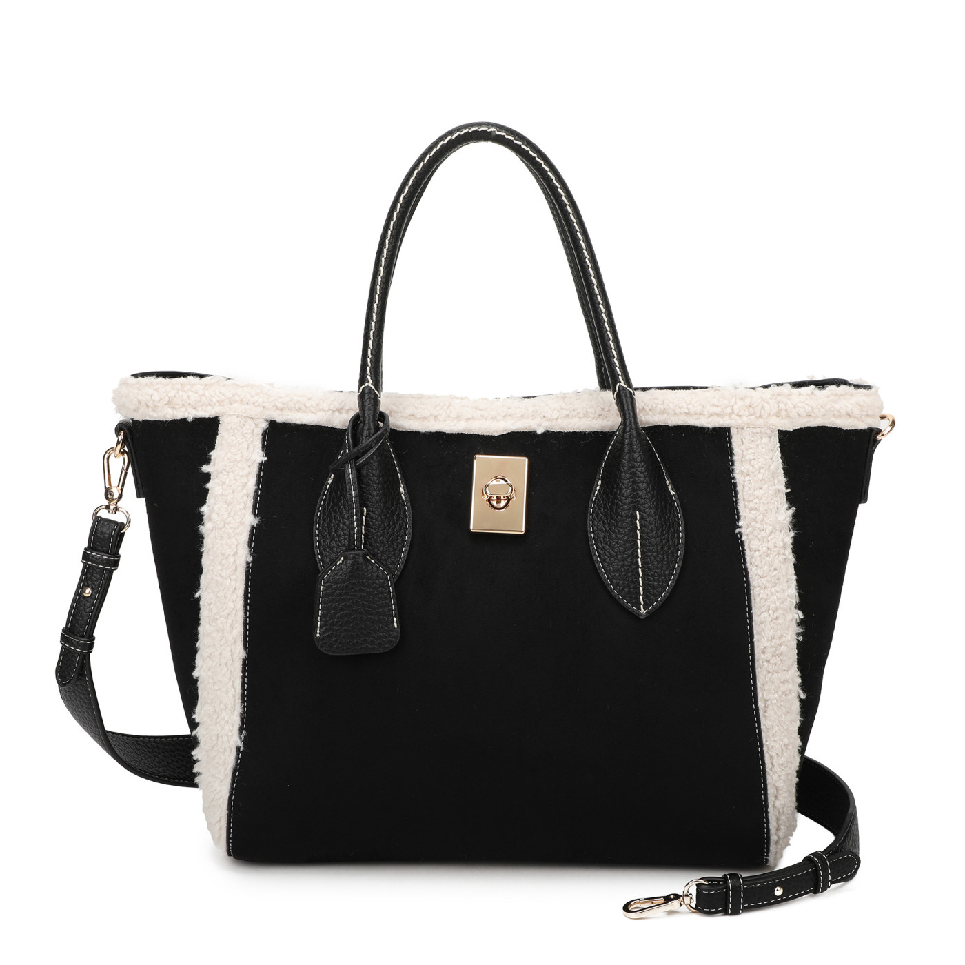 Shopper Bag with Fur and Suede