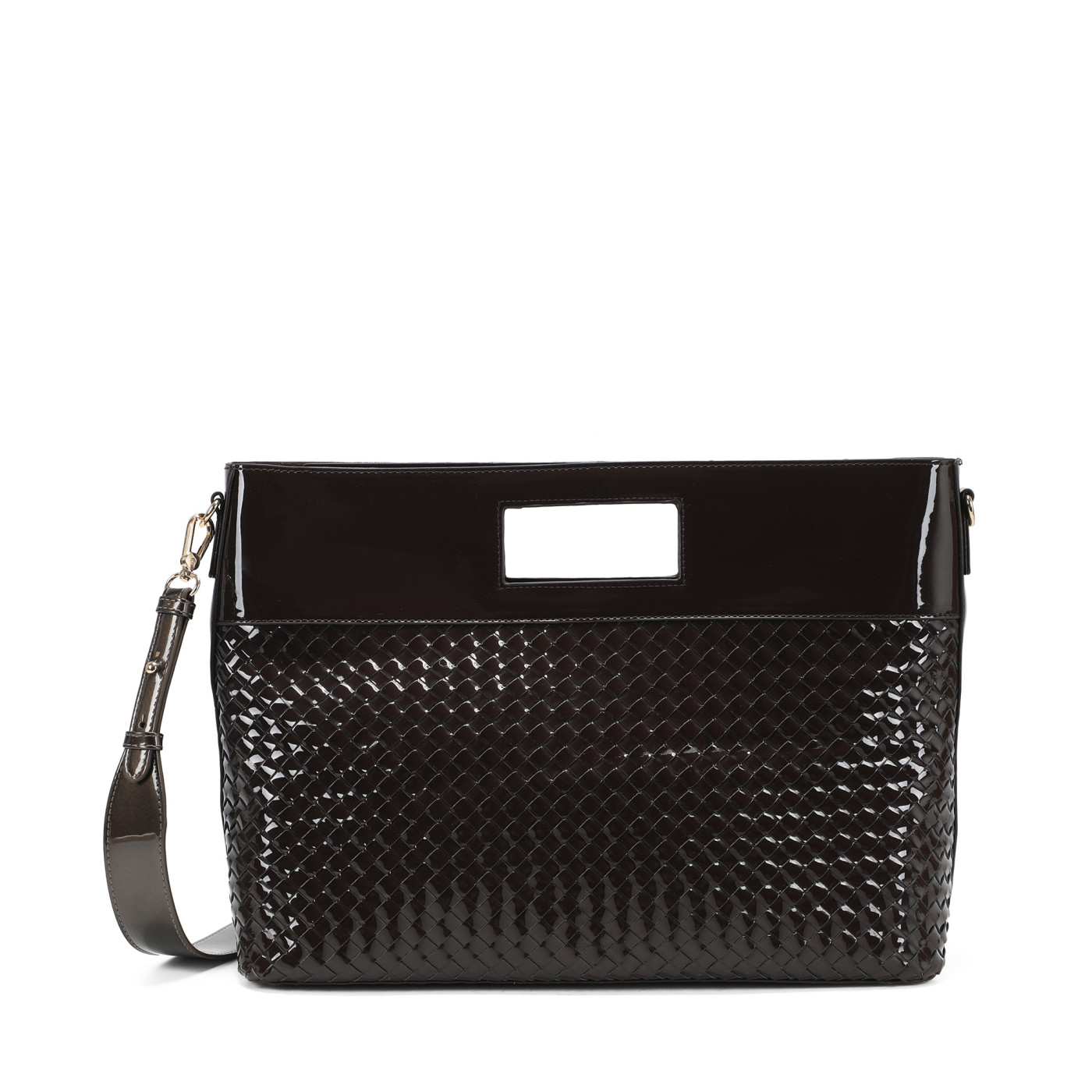 Patent Leather Shopper Bag with Details