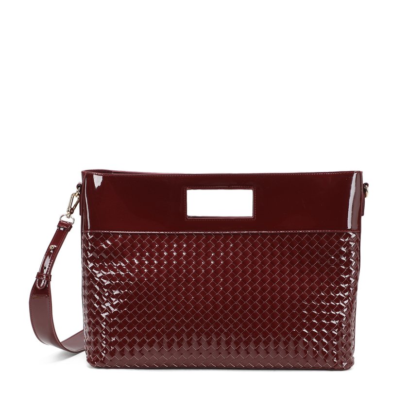 Borsa Shopper in vernice con dettagli