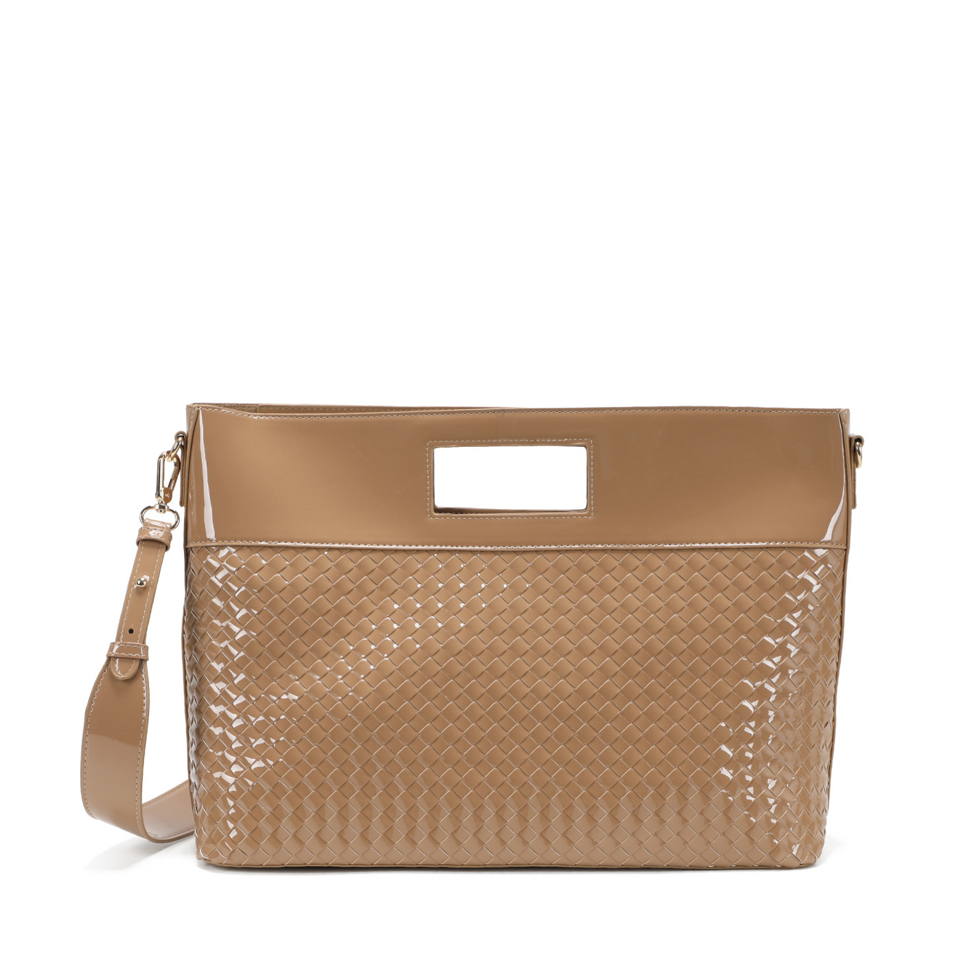 Patent Leather Shopper Bag with Details