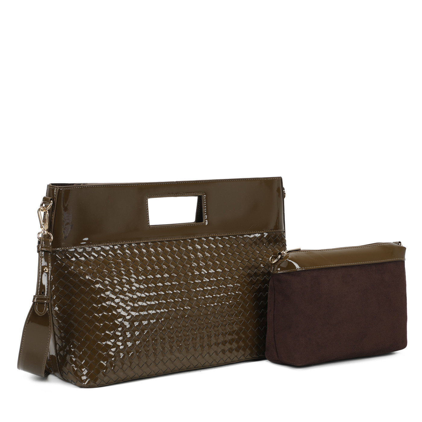 Patent Leather Shopper Bag with Details