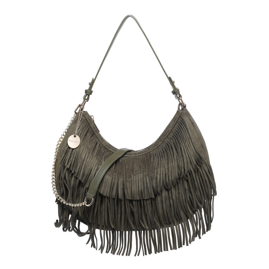 Sac à main à bandoulière avec franges