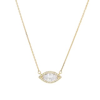 Semi precious eye necklace with zirconies GB