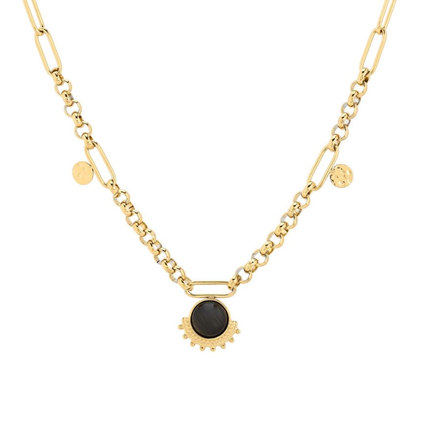 Collana in acciaio catena e cerchio GB