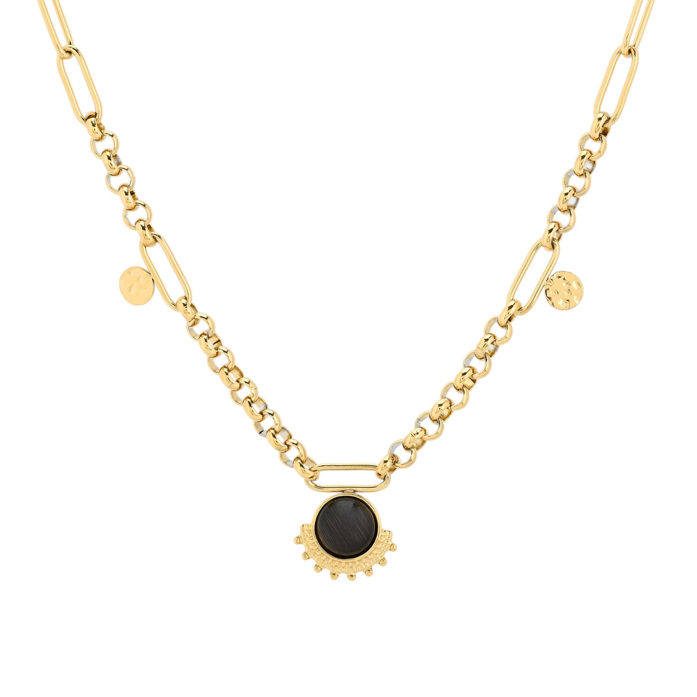 Collier en acier chaîne et cercle GB