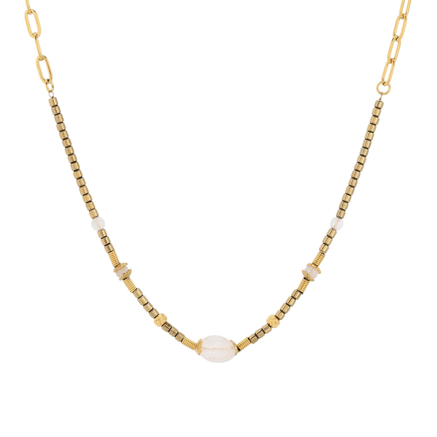 Collier en acier pierre naturel rond GB