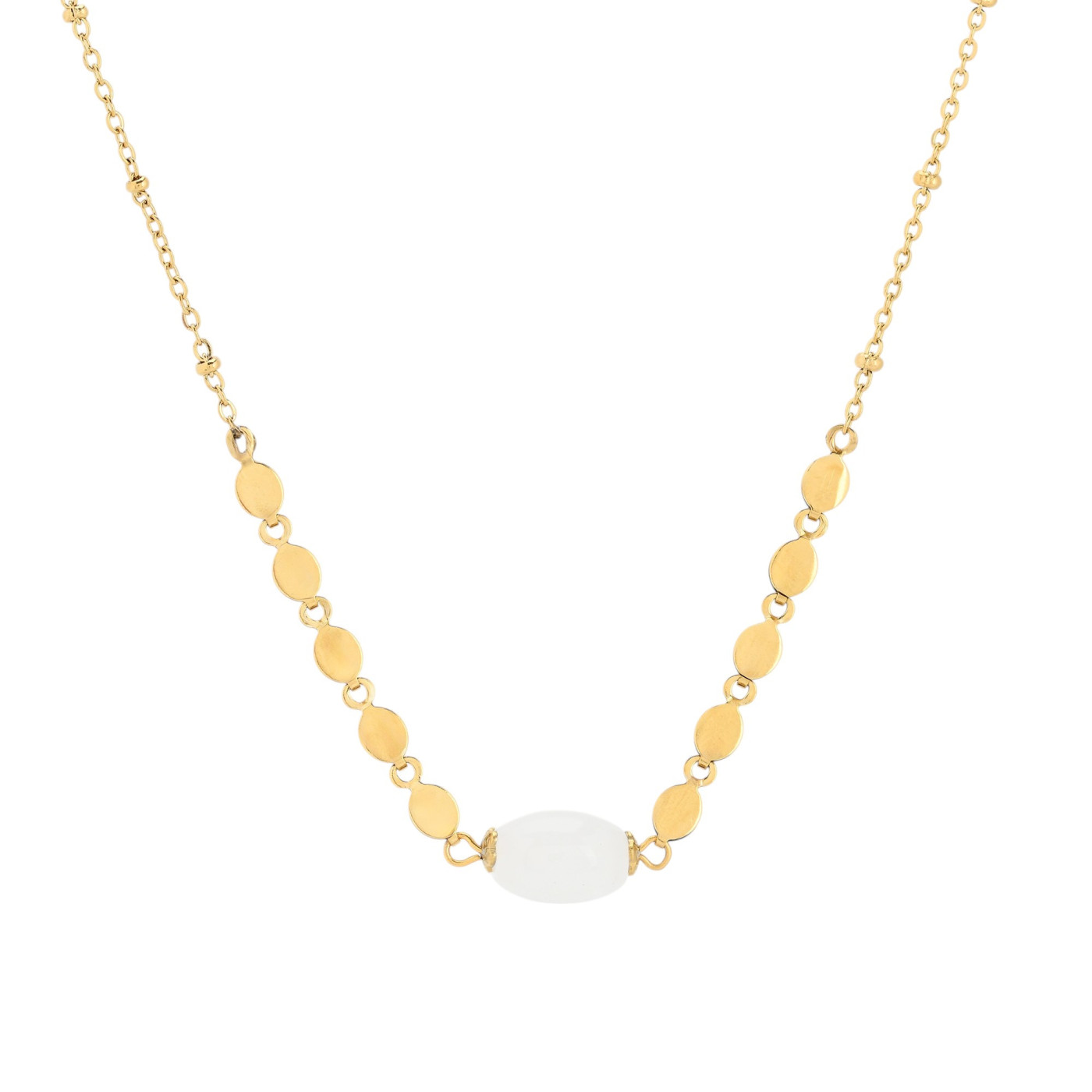 Collana in acciaio pietre rotonda GB