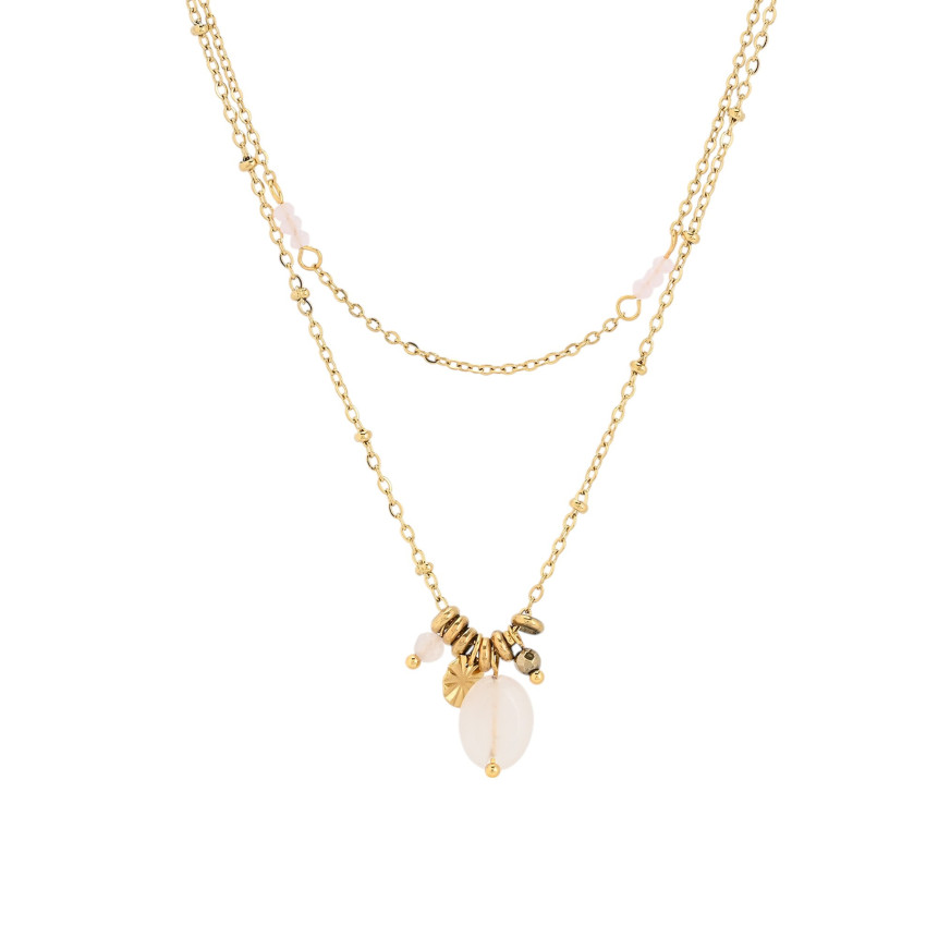 Collar en acero doble con pendientes GB