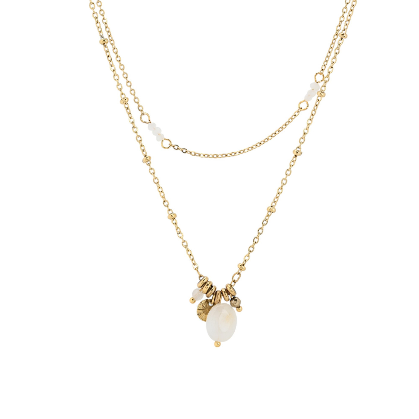 Collar en acero doble con pendientes GB