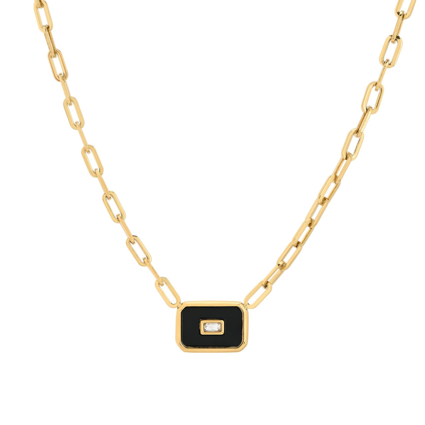 Collana in acciaio pietre rettangolare GB