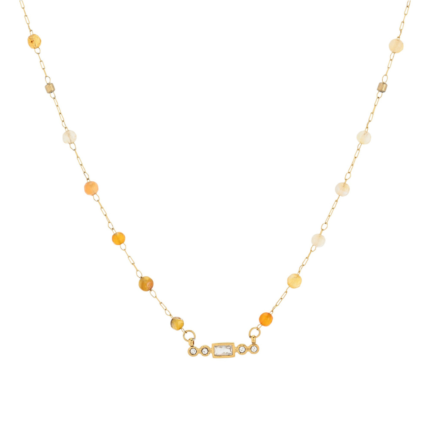Collier en acier fin petite pierres GB