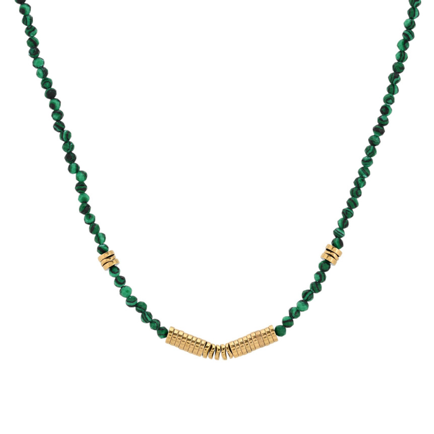 Collar corto en acero piedras naturales GB