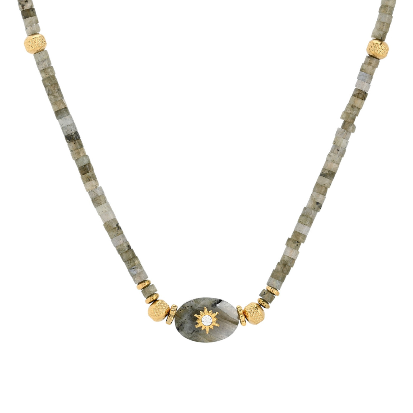 Collar en acero piedra natural con sol GB
