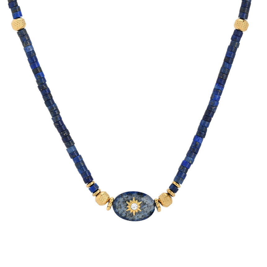 Collar en acero piedra natural con sol GB