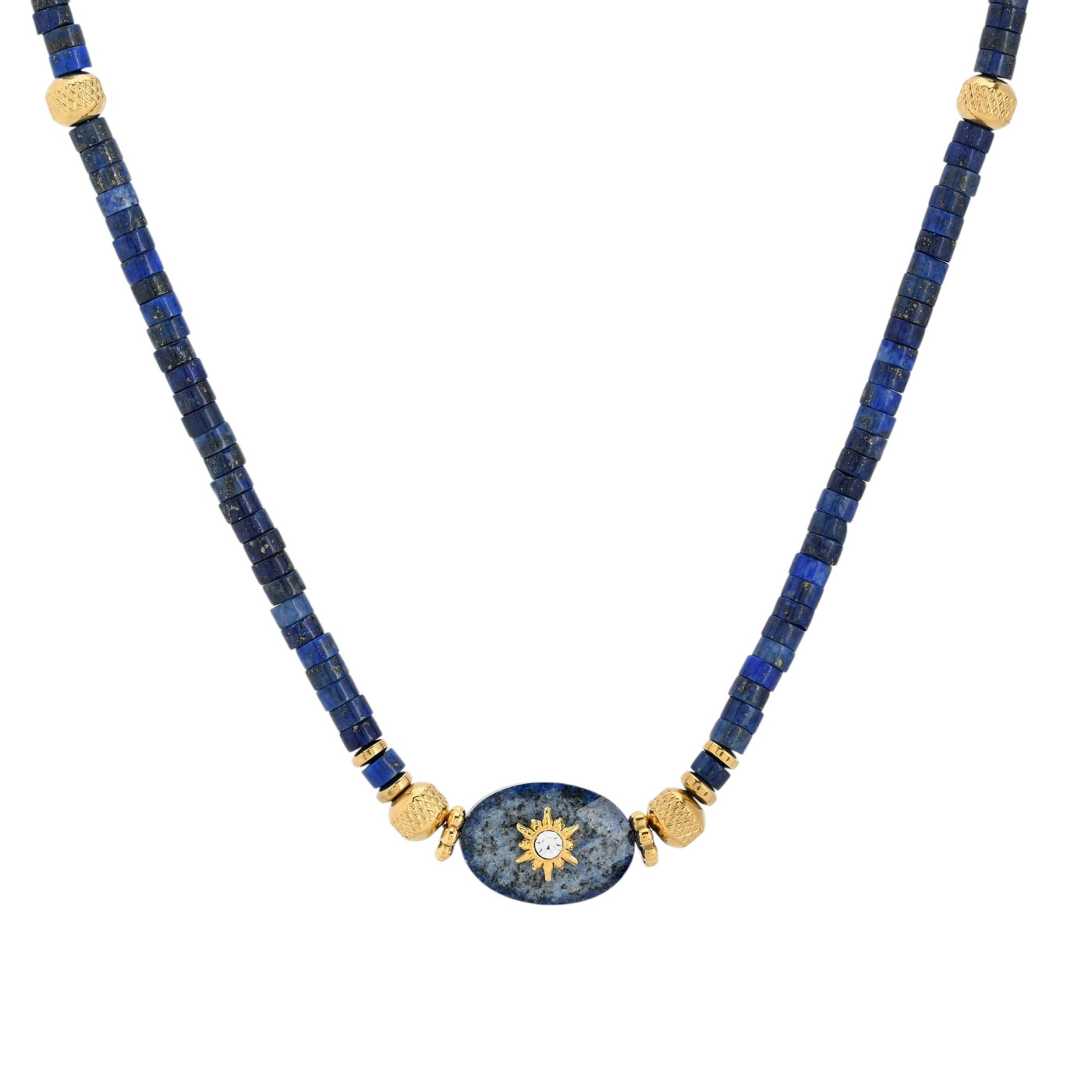Collier en acier pierres natural avec soleil GB