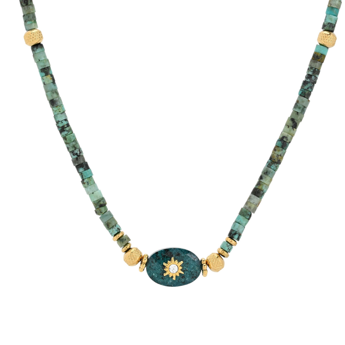 Collar en acero piedra natural con sol GB
