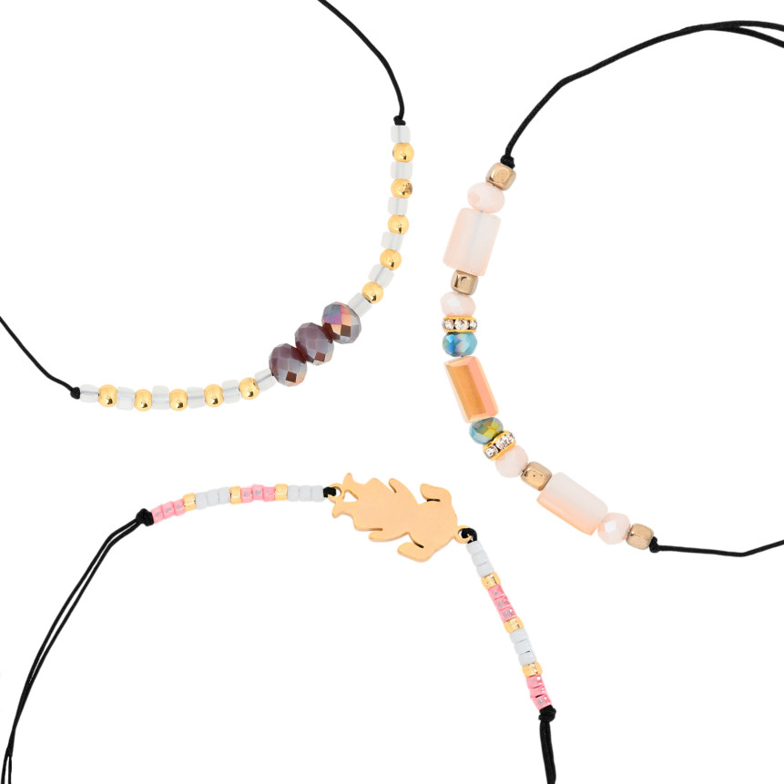 Set of Three Pink Steel Bracelets